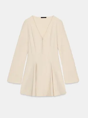 ZARA Elegant Cream Long-Sleeve Fit & Flare Dress thumbnail 4