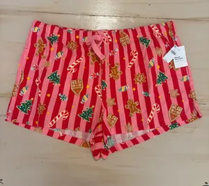 Old Navy Pink & Red Holiday Stripe Women's Pajama Shorts thumbnail 1