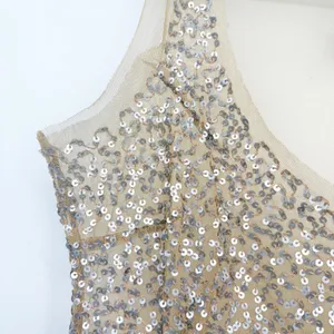 Wet Seal Womens Gold Sequin Mesh Y2K Glam Fairycore Going Out Tank Top Size M thumbnail 3