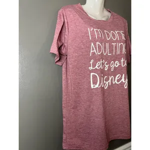 Source Unknown I'm Done Adulting Lets Go To Disney Shirt Womens Medium Pink Graphic Tee Casual thumbnail 2