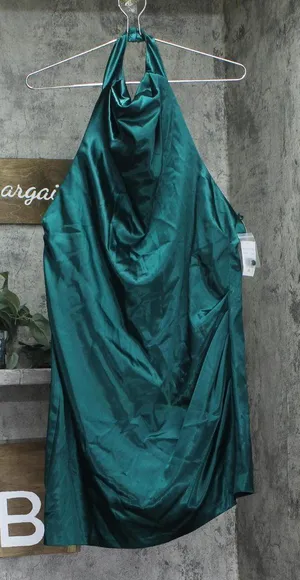 Blondie Nites Womens Juniors Satin Open-Back Halter Dress BC146 Hunter Green 17 thumbnail 1