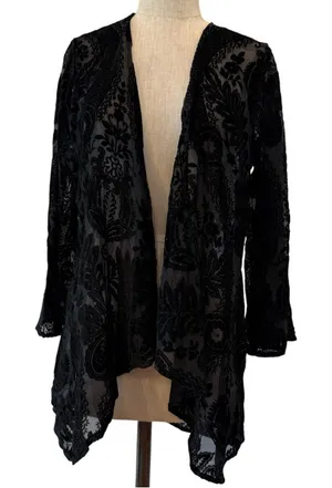 Velvet burnout paisley open kimono thumbnail 1