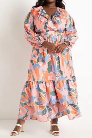 Eloquii Maxi Dress Tropical Vacation Cruise Beach Pool Colorful‎ Size 16 Floral thumbnail 1