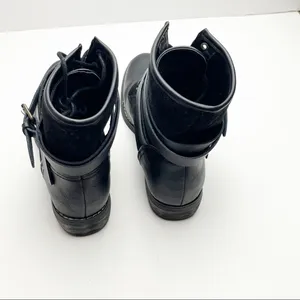 SHOE DAZZLE Alina Black Lace Up Wrap Buckle Combat Style Boots 7.5 Bikercore thumbnail 8