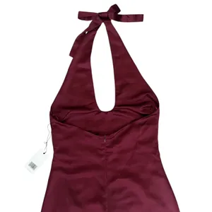 Jason Wu Women’s Burgundy Wine Red Halter Neck Satin Cocktail Midi Dress thumbnail 6