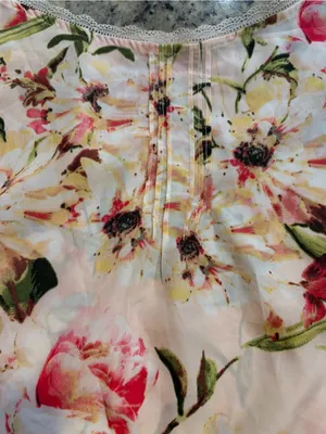 New York & Company Pink Floral Lace-Trim Camisole thumbnail 2
