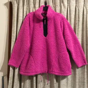 Lane Bryant Livi Active Hot Pink Sherpa Quarter Zip Pullover thumbnail 1