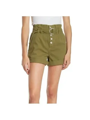 -FREE PEOPLE Cindy Utility Shorts Womens Size 4 Green Belted Paper Bag Waist thumbnail 7