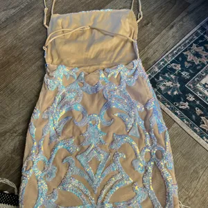 Lucy in the Sky Starstruck Strappy Dress in Nude Iridescence size small thumbnail 7