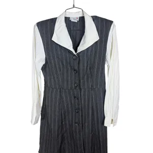 Scarlett Vintage 90s Pinstripe Layered Look Mini Dress Black White Size 9/10 thumbnail 2
