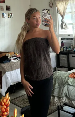 Brown Textured Strapless Top Or Skirt thumbnail 1