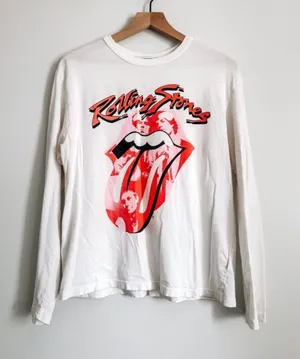 Daydreamer Ivory Rolling Stones Graphic 100% Cotton Long Sleeve Shirt S thumbnail 1