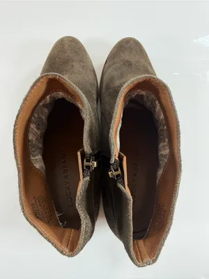 Lucky Brand Suede Ankle Boots‎ Brown Side Zip Low Heel Women Size 8 thumbnail 8