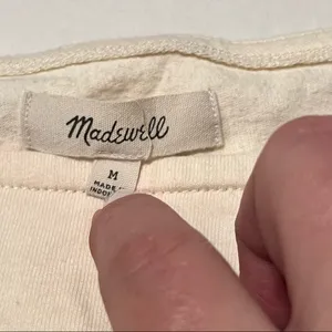 Madewell Queens Womens Size Medium Cream Long‎ Sleeve Crewneck Popover Shirt Top thumbnail 3