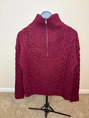 Natural Reflections‎ Burgundy Knit Top with Label Detail- Small thumbnail 3