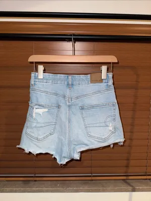 American Eagle Outfitters Light Blue Distressed Curvy 90s Boyfriend Short thumbnail 2