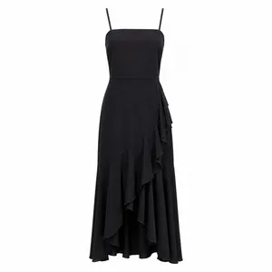 SheIn Elegant Evening 6 Maxi Dress High Low Ruffle Hem Whimsigoth Black Fairy Grunge thumbnail 2