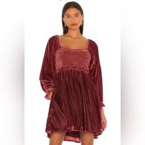 Free People Daphne Boho-Chic Velvet Whimsical Grunge Mini Dress Lace Back Sz S thumbnail 12