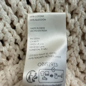 Free People Sophia Sweater Cream Crochet Open Chunky Knit Cotton Size Small thumbnail 9