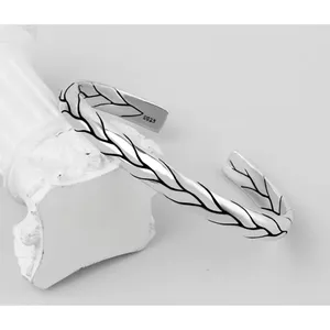 925‎ Sterling Silver Braided Cuff Bangle Bracelet Adjustable Open End thumbnail 6