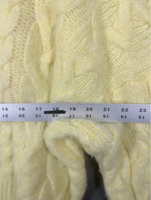 Chunky Knit Sweater XL Pastel Yellow Slouchy Cropped Cozy Cottagecore Pullover thumbnail 4