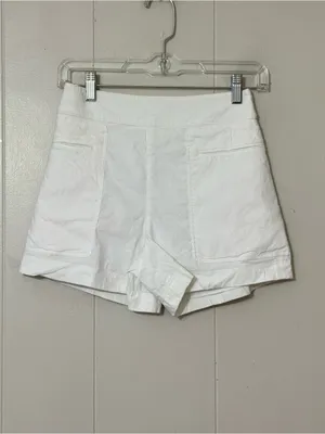 Theory White Linen Blend Mini Utility Shorts Eco Crunch Wash Size 00 thumbnail 2