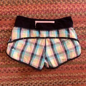 Vtg Lululemon Plaid Speed Shorts Wee Weezy Check thumbnail 3