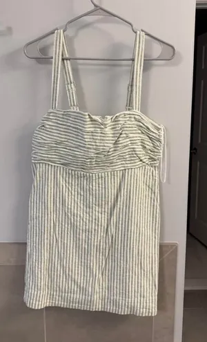 Abercrombie Green and White Striped Linen Mini Dress thumbnail 1