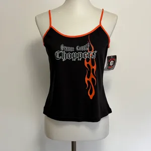 Orange County Choppers Cami Medium Black Orange Flame Graphic OCC NEW Y2K thumbnail 2
