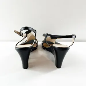 Cole Haan Maddie Open Toe Wedge Leather Shoes Sandals Black 9.5 thumbnail 6