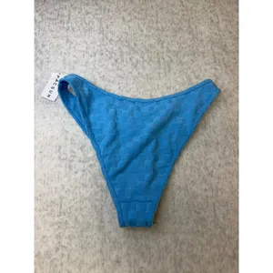 PacSun‎ Swim Eco Blue Textured Checkerboard High Leg Bikini Bottoms Small NWT thumbnail 6