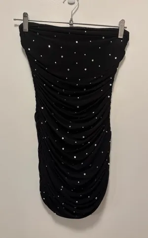 Black Bodycon Rouched Dress Size XS thumbnail 1