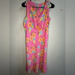 Vintage‎ Coquette Y2K Sigrid Olsen Sport Pink Floral Sleeveless Midi Dress Fairy thumbnail 3