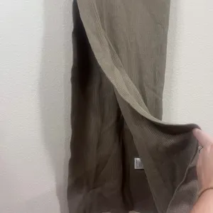 Long-Sleeve Asymmetric Midi Dress in Taupe thumbnail 8