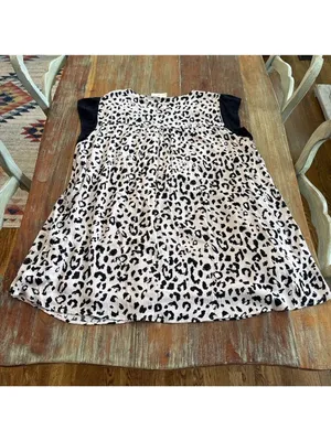 Savanna Jane Mini Dress 2X Beige Black Leopard Floral Multicolor Embroidery Boho thumbnail 15