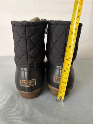 Sperry Black Quilted Duck Boots Lace Up Zipper Womens 7(B221) thumbnail 5
