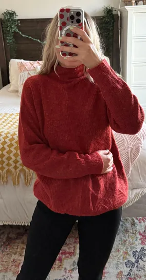 EXPRESS Reddish/orange Mock Neck Sweater  thumbnail 2