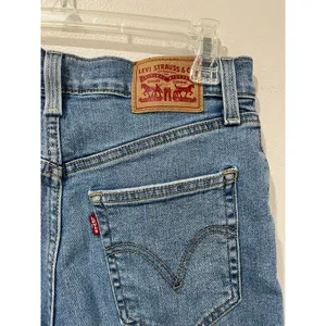 Levi's Ribcage Straight Ancle Jeans Size 27 Distressed Raw‎ Hem High Rise thumbnail 5