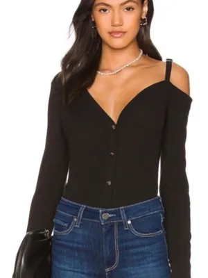 PAIGE Theresa Top Ribbed Cold Shoulder‎ Ribbed Knit XS NWT thumbnail 1