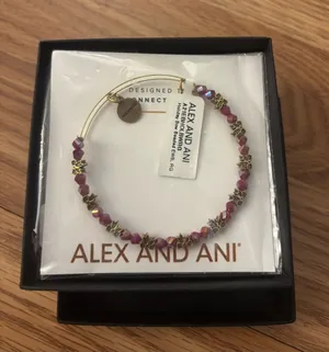 Alex & Ani Holiday Red Bow Beaded Bracelet thumbnail 1