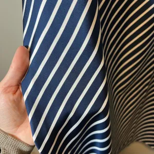 J. Crew Navy White Diagonal Stripe Satin Midi Skirt Elastic Waist Nautical Large thumbnail 5