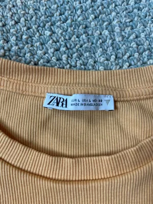ZARA orange ribbed ruffle sleeve top thumbnail 3
