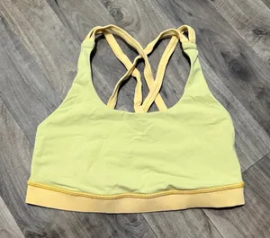 Lululemon Energy Bra Butter Yellow Strappy Cross Back Gym Sports Bra 4 thumbnail 1