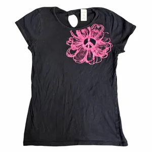 Y2K Scene Black and Pink Peace Sign Top Fits XS thumbnail 1
