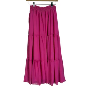 Haptics Womens Boho Tiered Maxi Skirt Size M Pink Festival Summer Romantic thumbnail 5