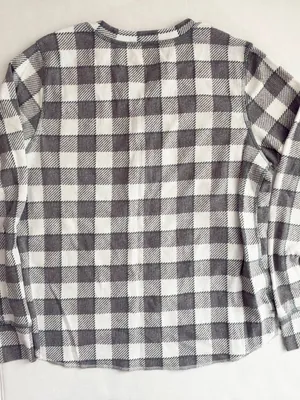 Warm Essentials by Cuddl Duds 2-Piece Lounge PJ Set - L - Grey + Green Plaid thumbnail 5