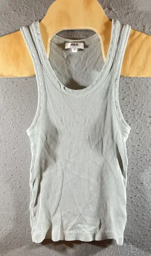 1060 | AGOLDE Minimalist Ribbed Racerback Scoop Neck Tank Top Mint Cream Women S thumbnail 1