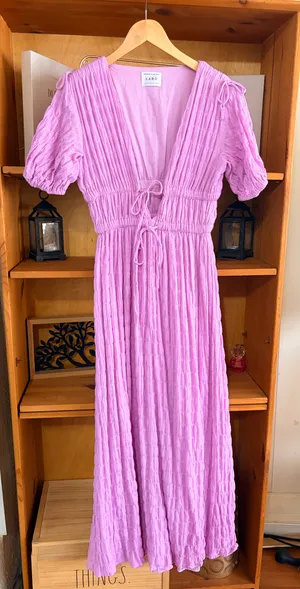 Sabo Skirt Lilac Textured Cottage Maxi Dress Size S Vacation Romance thumbnail 3
