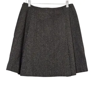 AKA Eddie Bauer ‘95 Black Herringbone Weave Silk Wool A-Line Flare Mini Skirt Sz 12 NEW thumbnail 3