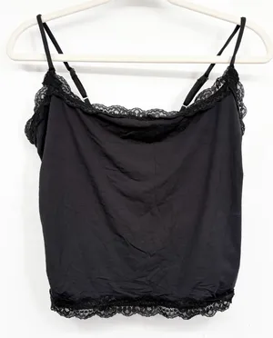 SUUKSESS Womens Black Lace Trim Buttery Soft Romantic Camisole Tank Size XL‎ thumbnail 1